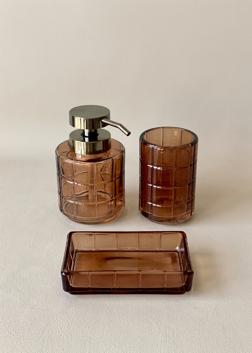 Cube Bathroom Set – Amber (Set of 3)