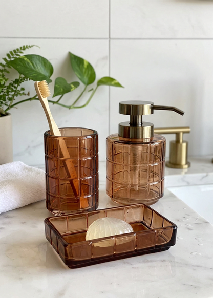 Cube Bathroom Set – Amber (Set of 3)