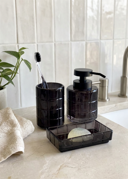 Cube Bathroom Set – Black (Set of 3)
