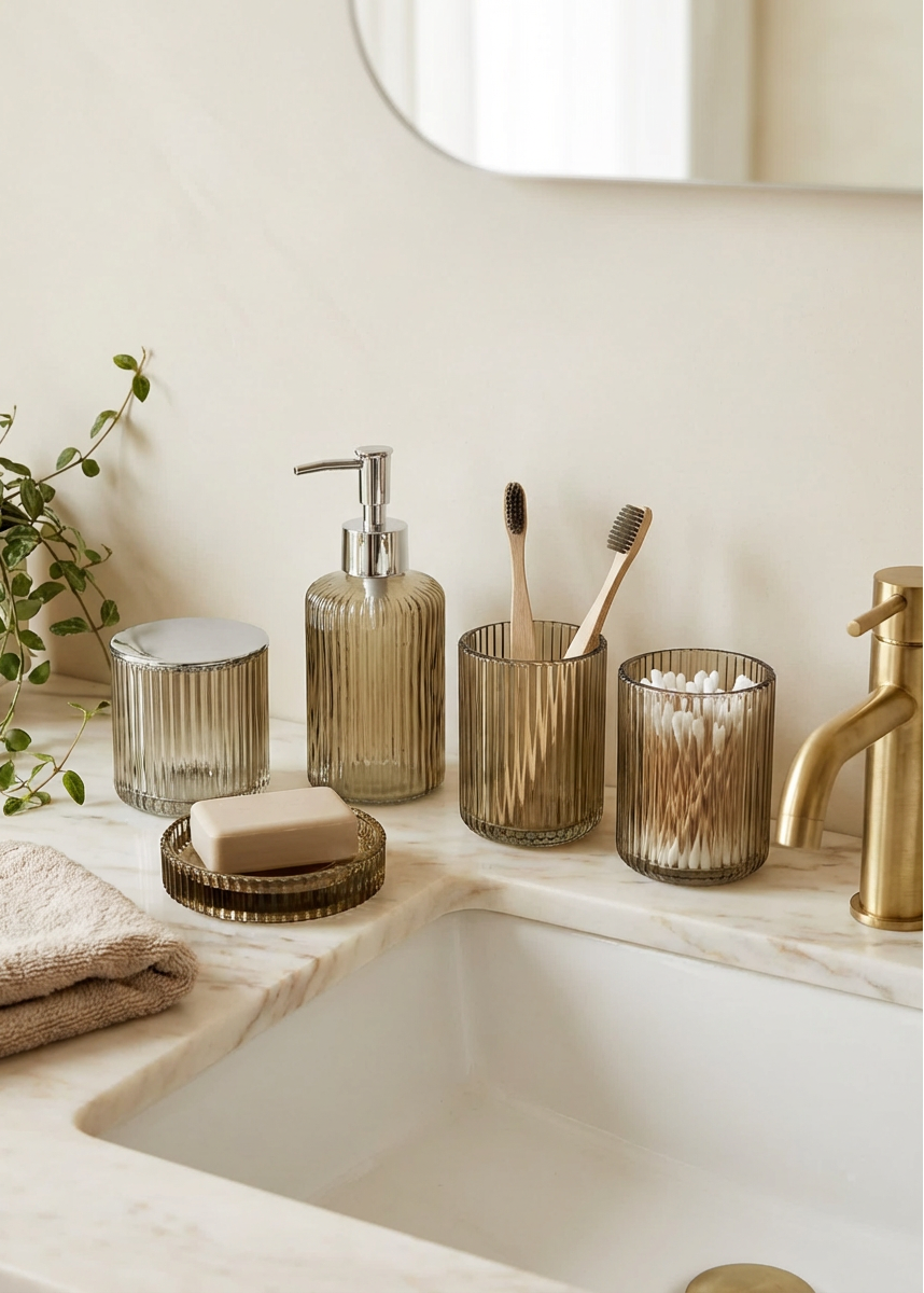 Mist Bathroom Set – Amber (Set of 5)