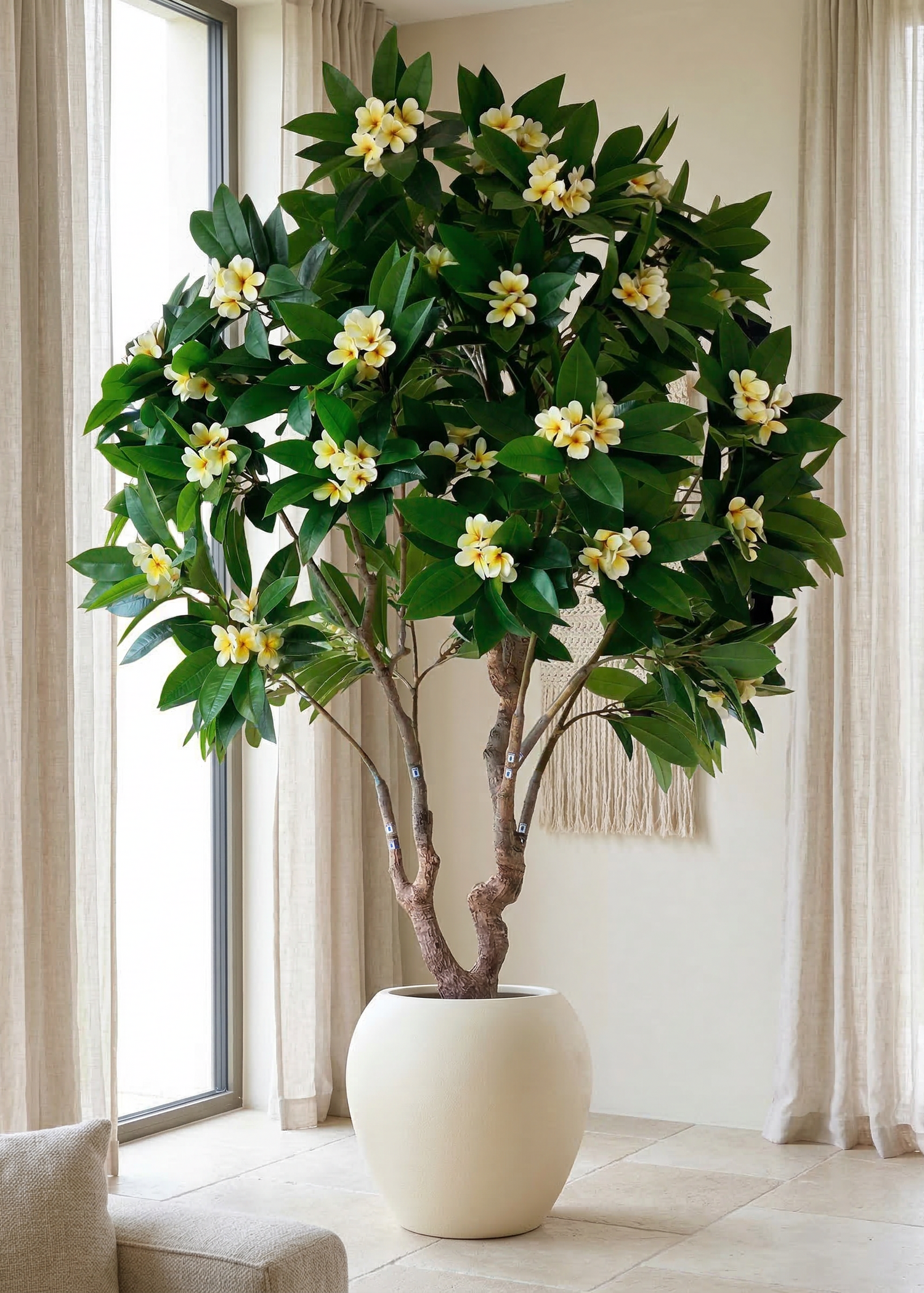 Artificial Frangipani Plant + Pot - 7.7 Feet (White)