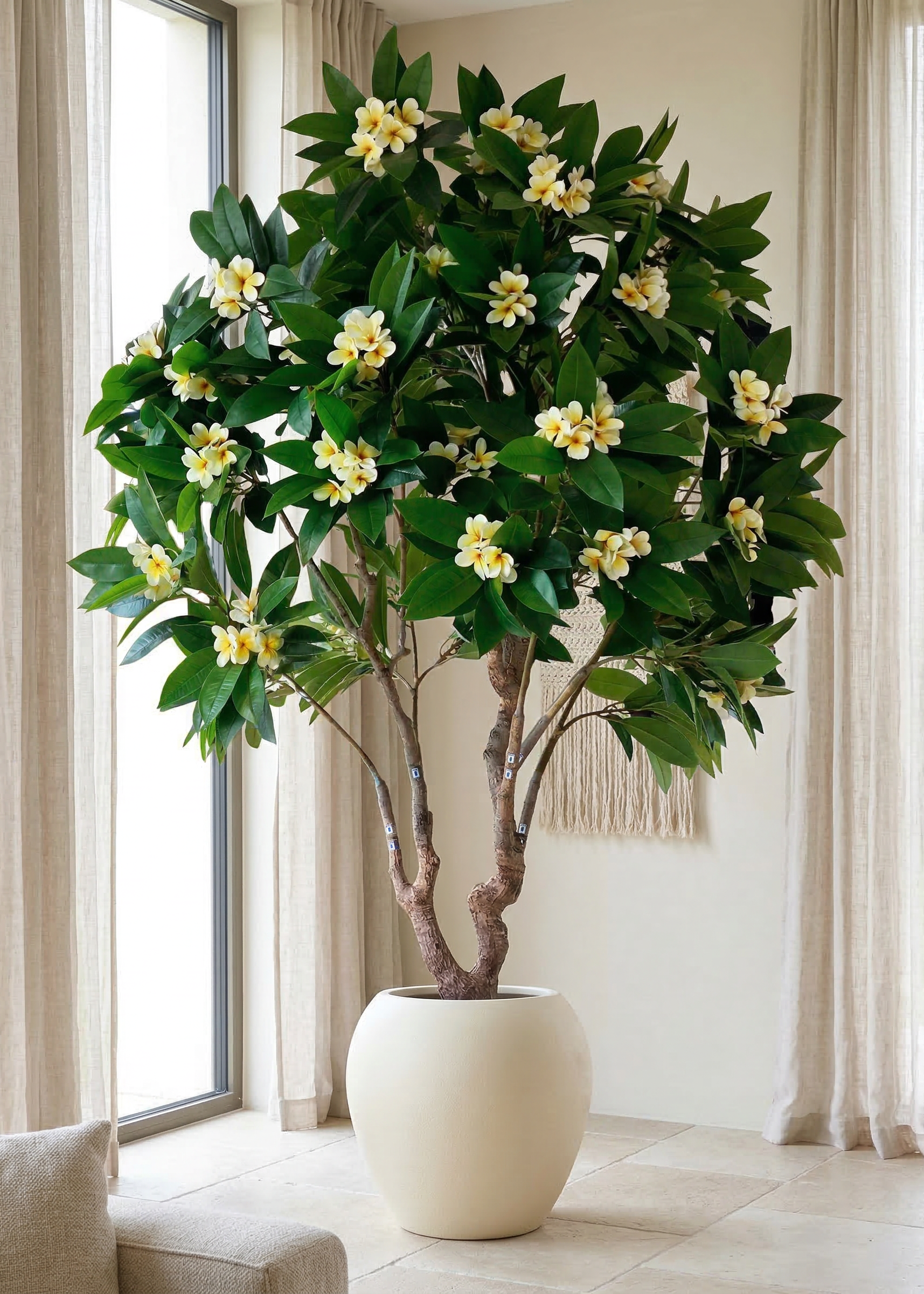 Artificial Frangipani Plant + Pot - 7.7 Feet (White)