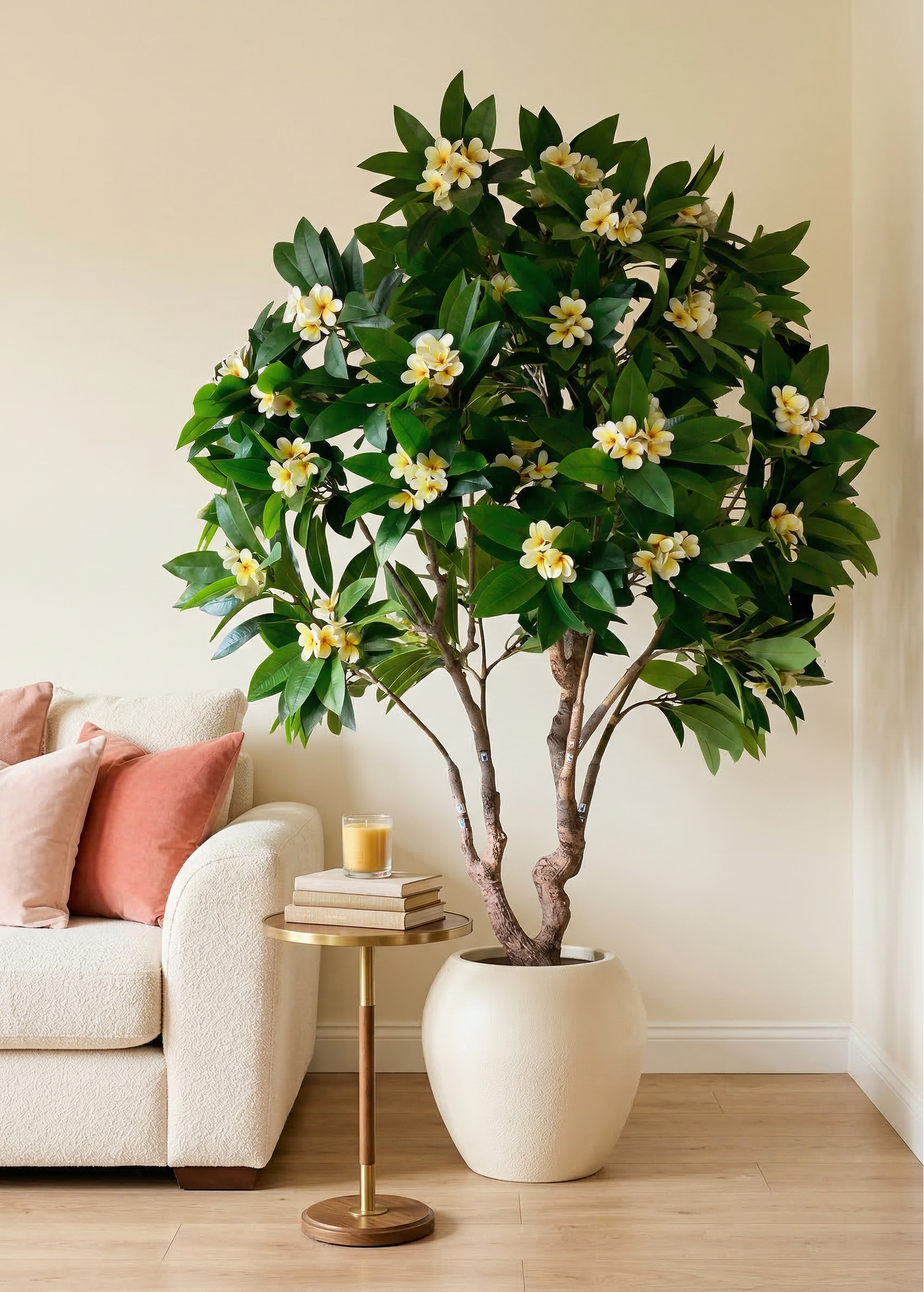 Artificial Frangipani Plant + Pot - 7.7 Feet (White)