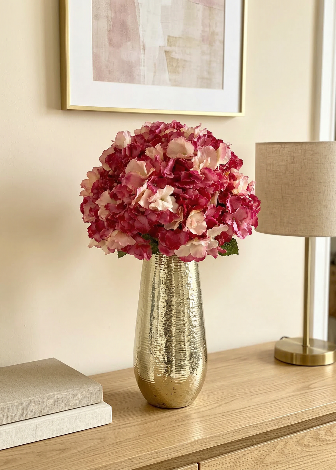 Artificial Hydrangea Flower Pink - Set of 2