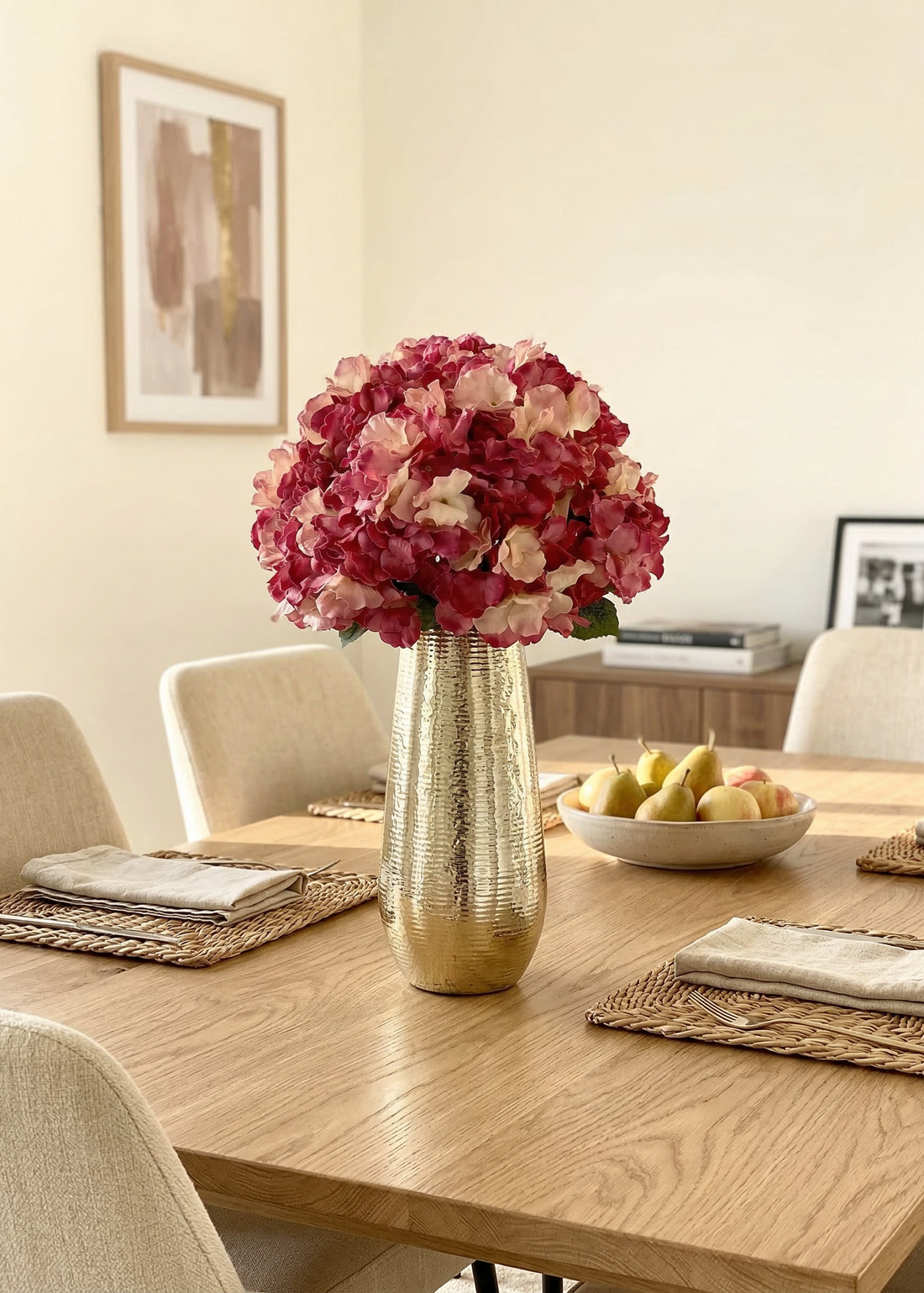 Artificial Hydrangea Flower Pink - Set of 2