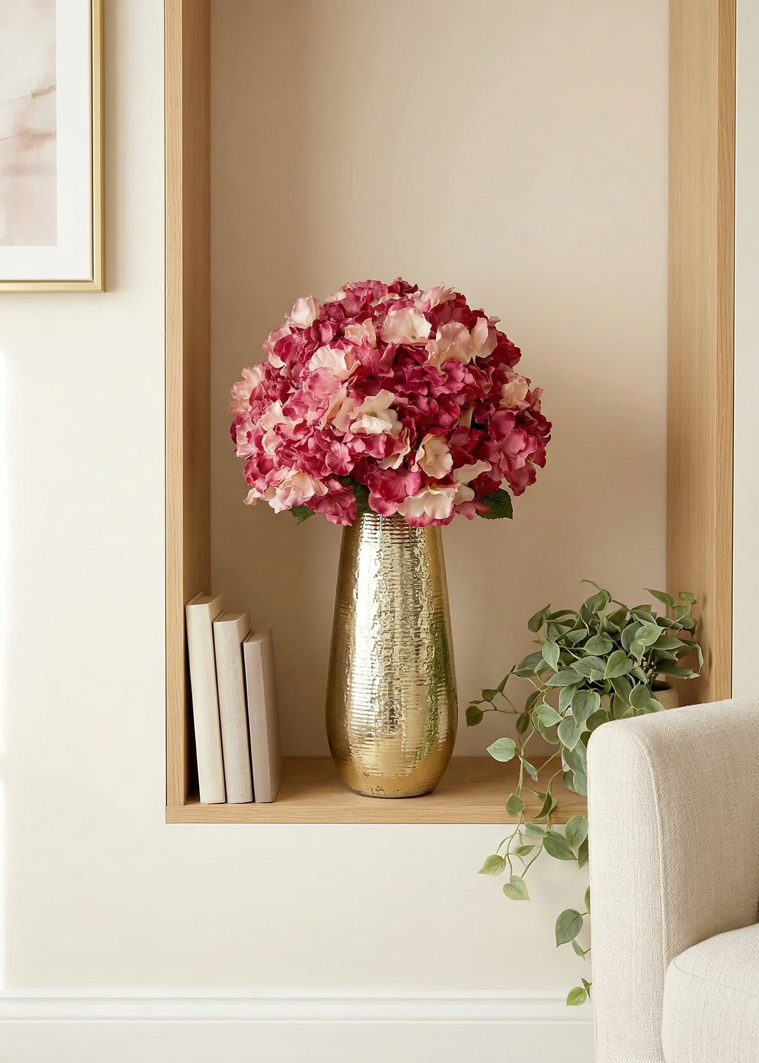 Artificial Hydrangea Flower Pink - Set of 2