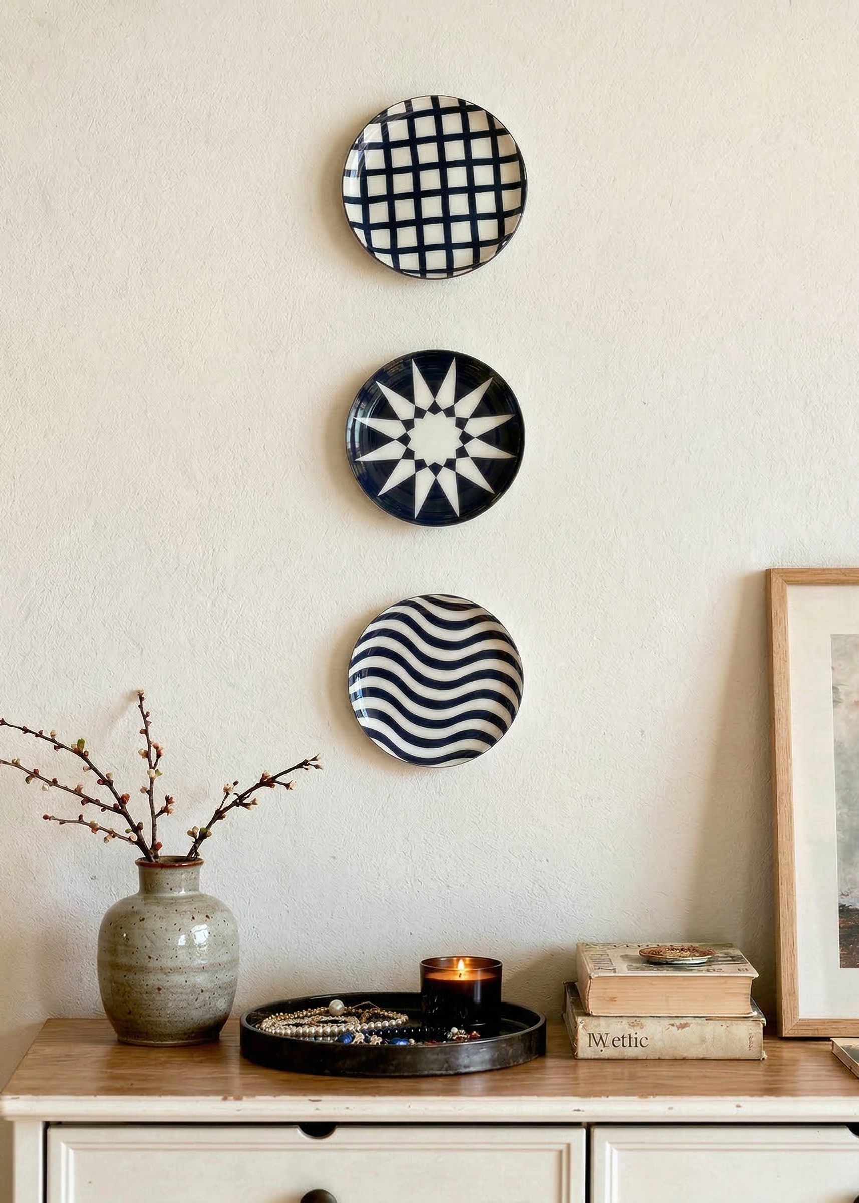 Indigo Wall Plates (Set of 3)