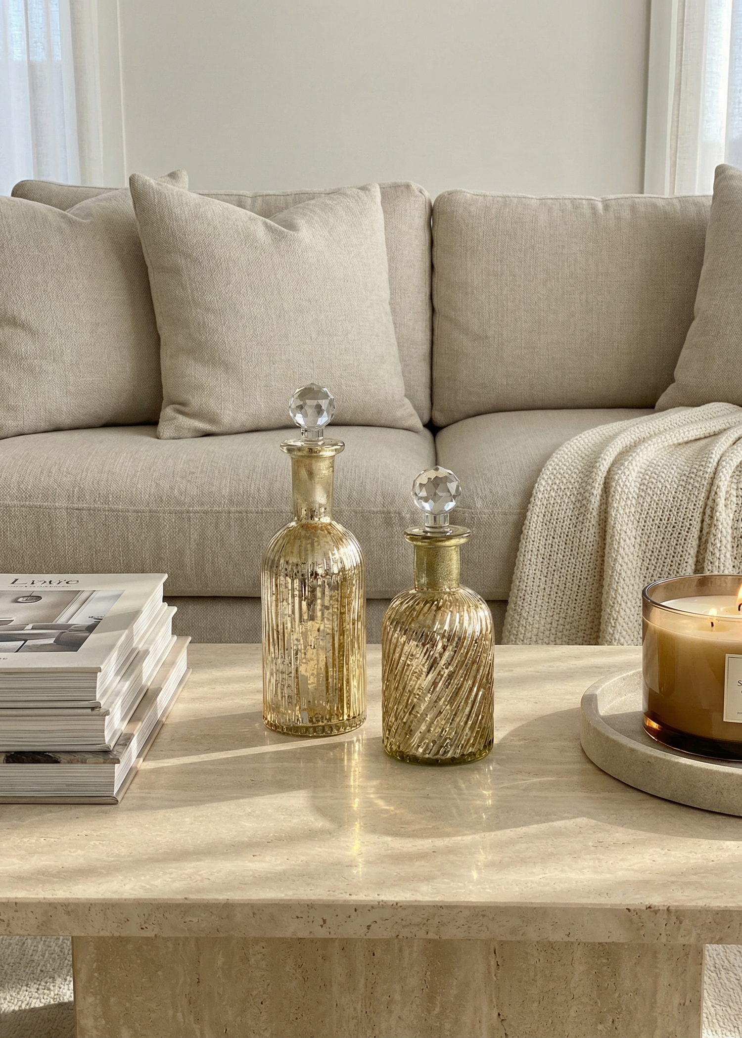Lumiere Rustic Glass Bottles -  (Set of 2)