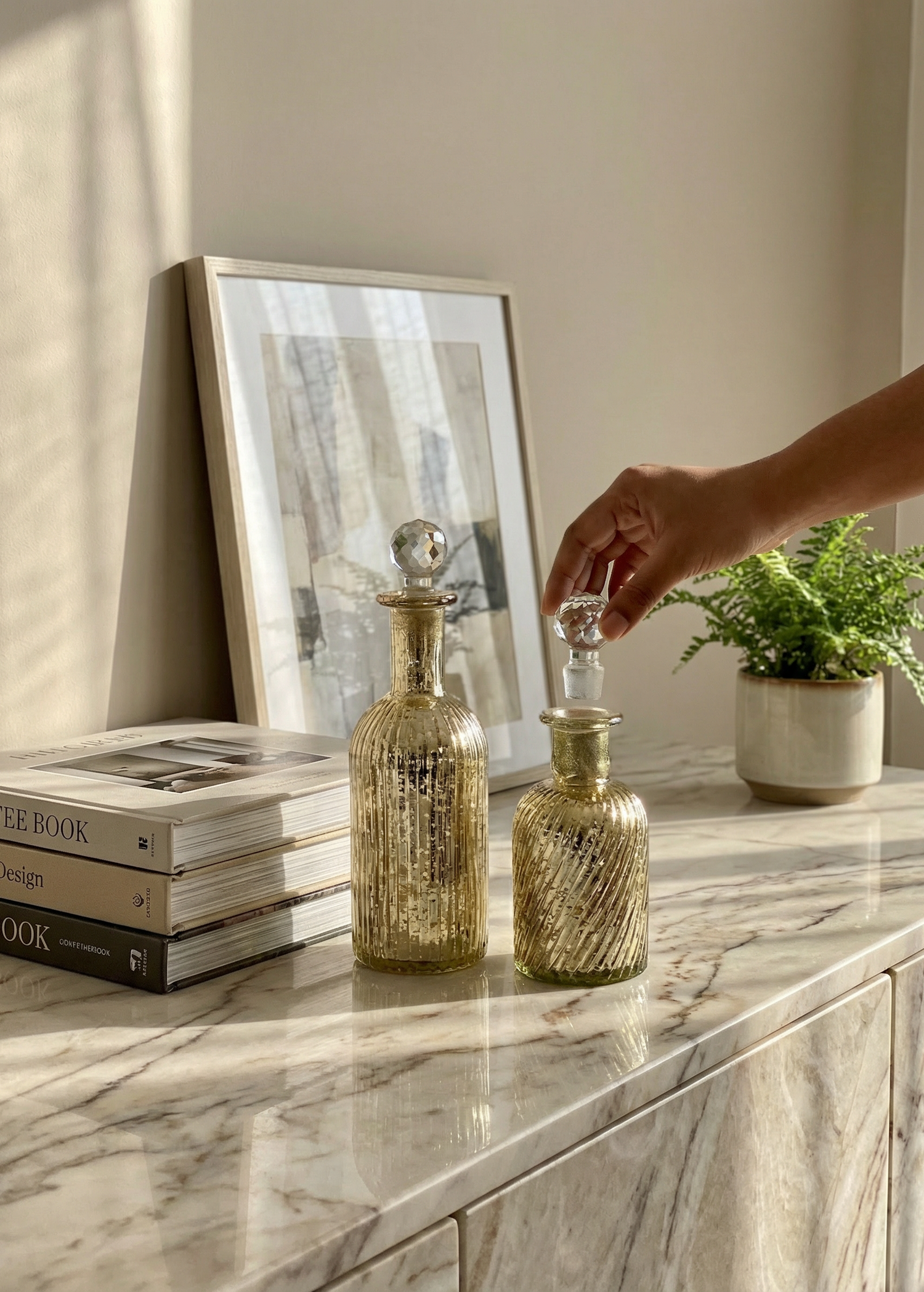 Lumiere Rustic Glass Bottles -  (Set of 2)