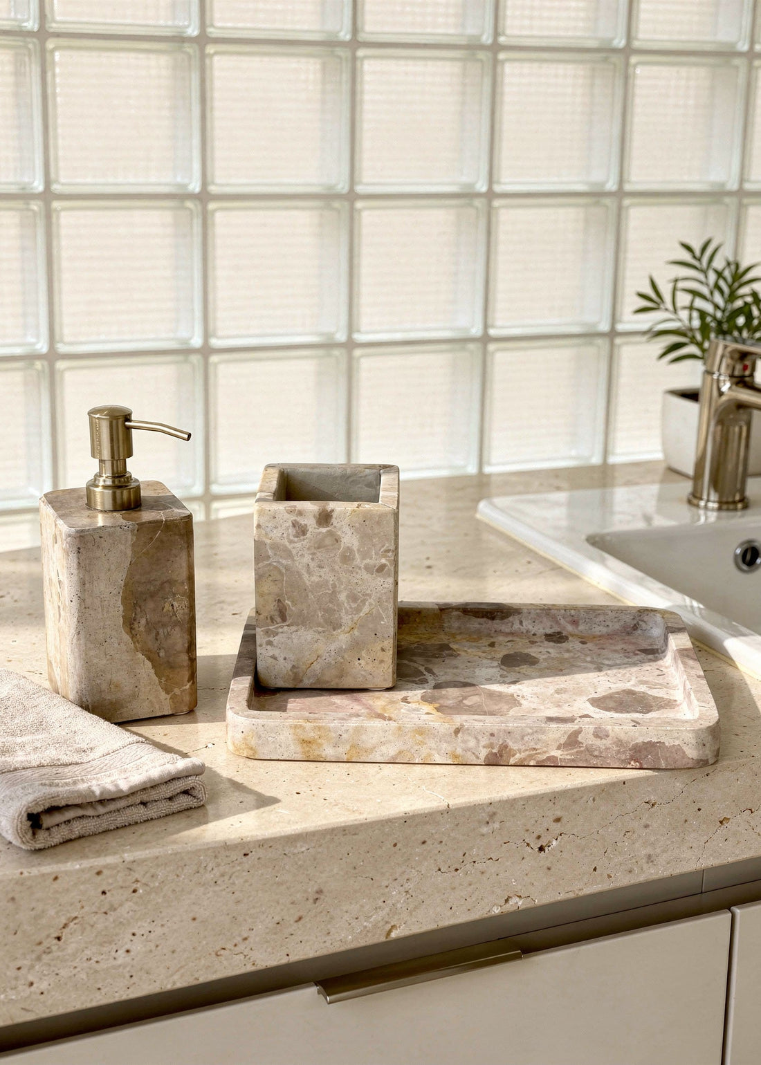 Caldera Marble Bath Set - (Set of 3)