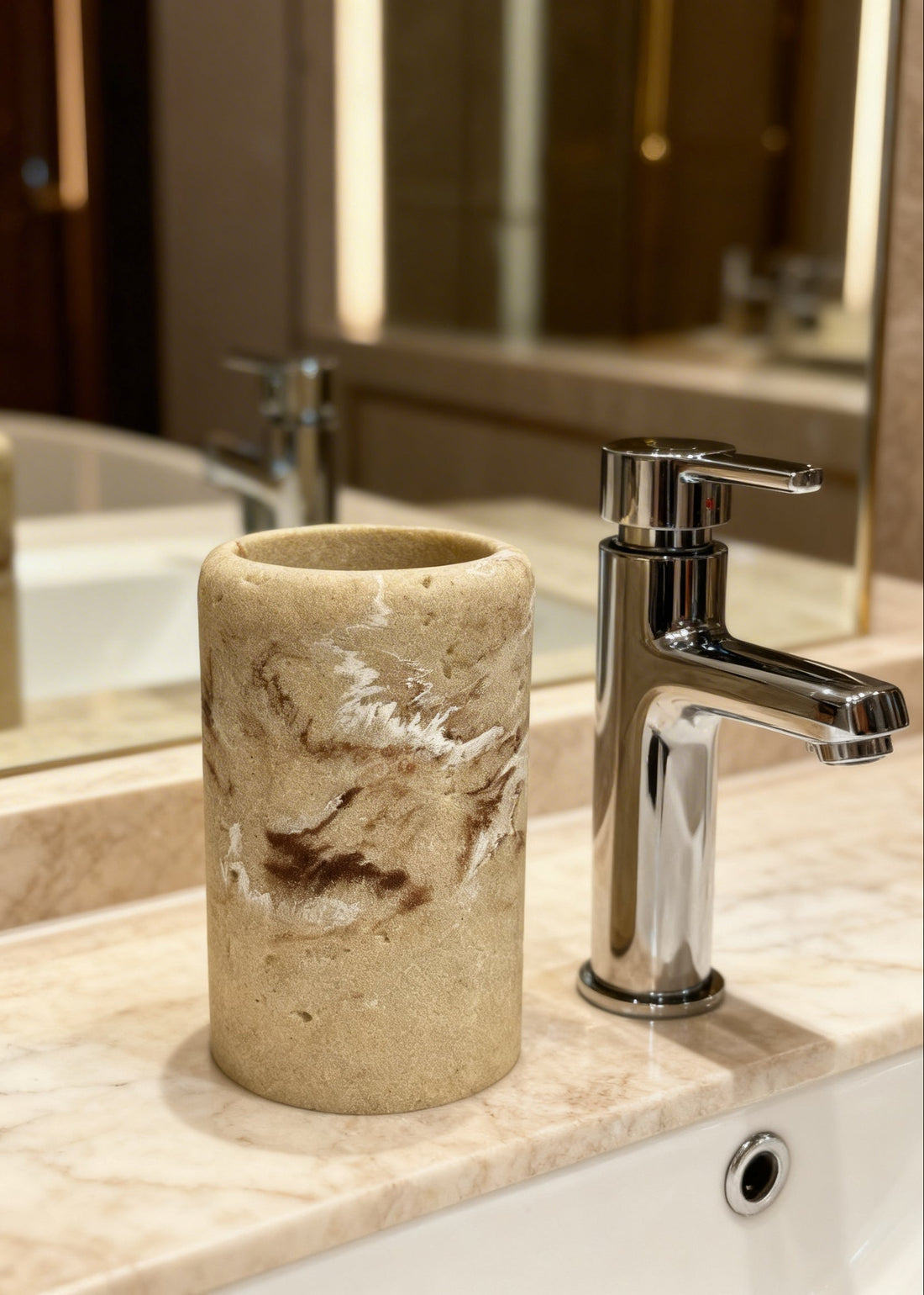 Carrara Bathroom Tumbler - Beige