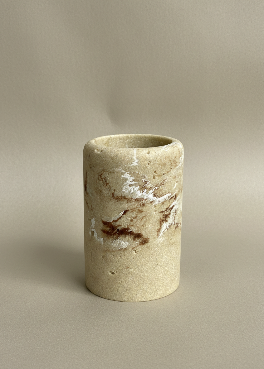 Carrara Bathroom Tumbler - Beige