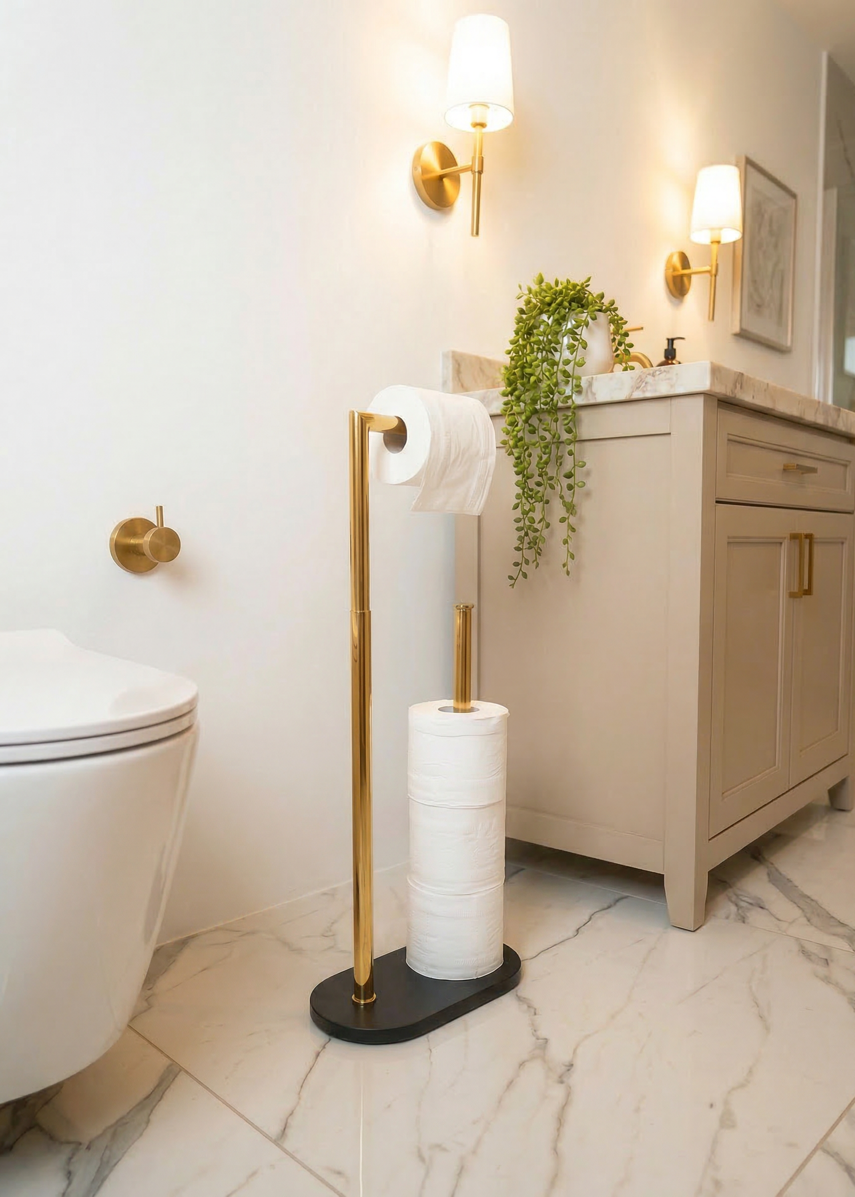 Melrose Toilet Roll Holder - Black and Gold