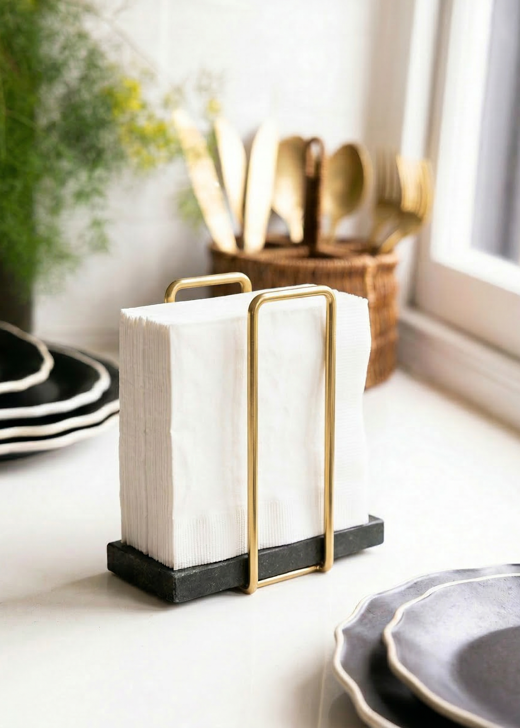 Imperial Napkin Holder - Black &amp; Gold
