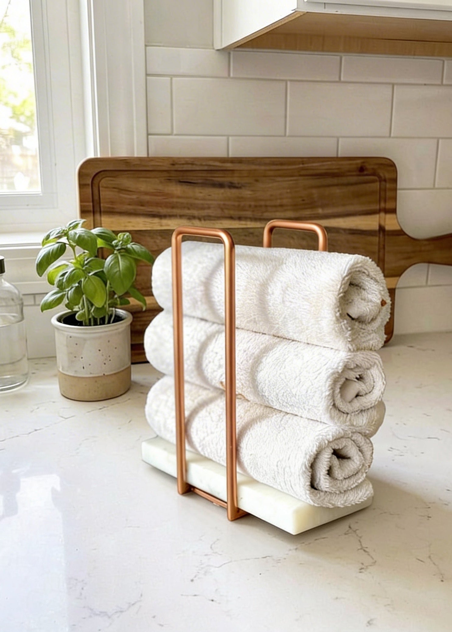 Imperial Napkin Holder - White &amp; Rose Gold