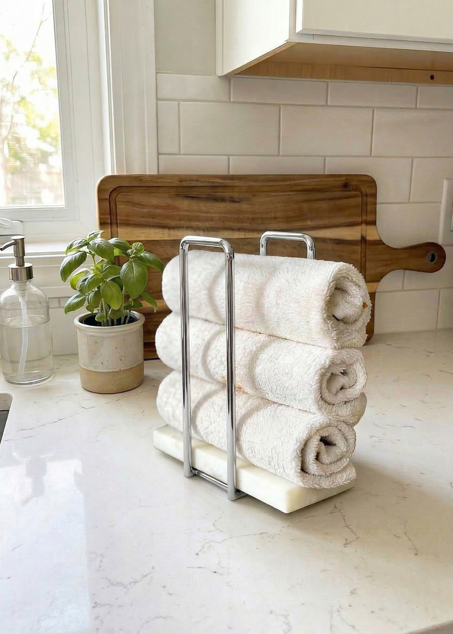 Imperial Napkin Holder - White &amp; Silver