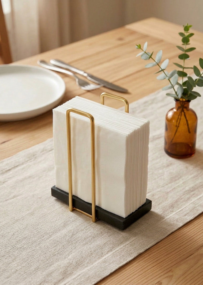 Imperial Napkin Holder - Black & Gold