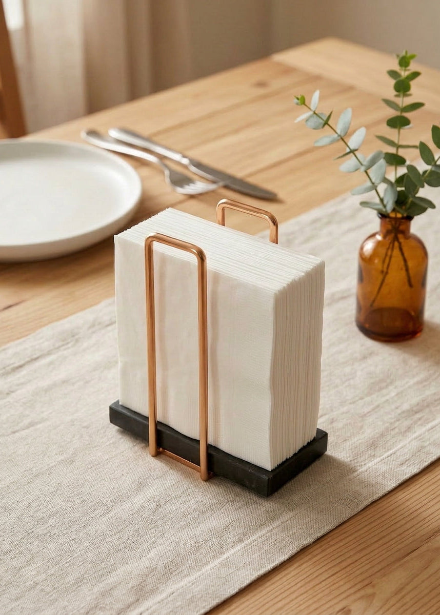 Imperial Napkin Holder - Black &amp; Rose Gold