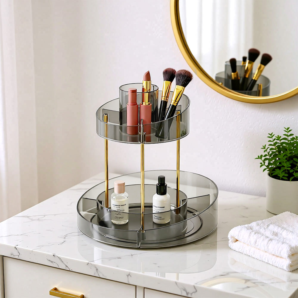 Two Tier Vanity Makeup Organiser - Grey