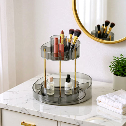 Two Tier Vanity Makeup Organiser - Grey