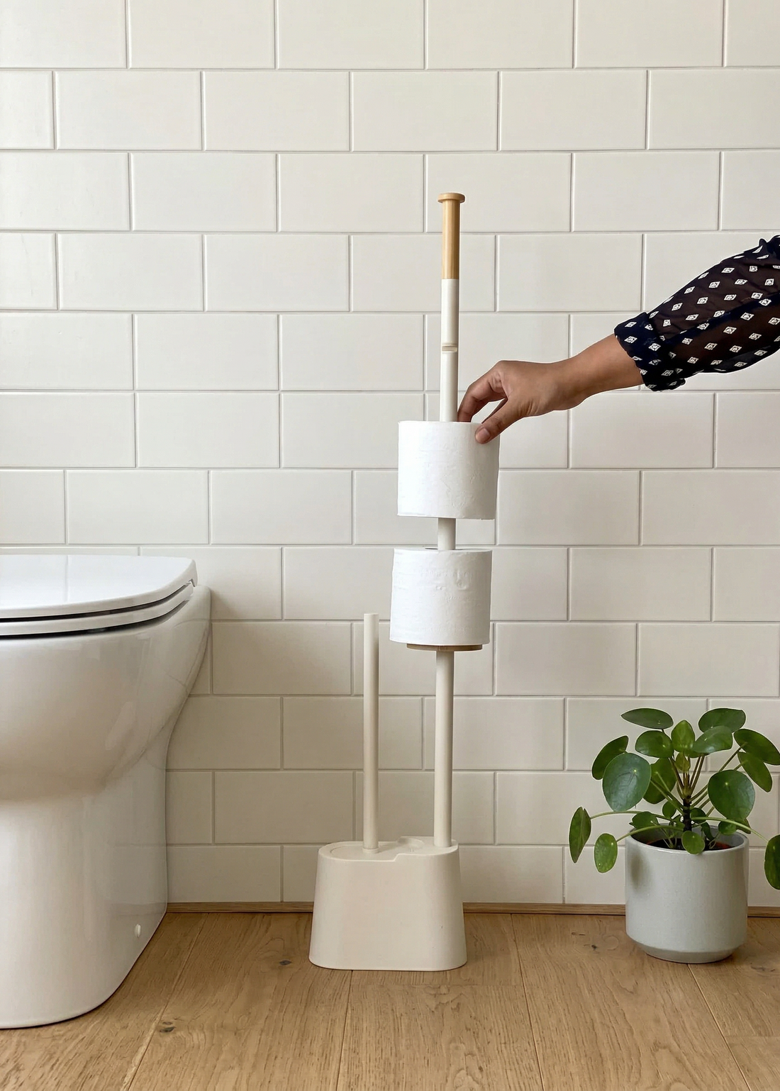 Axis Toilet Paper Holder With Brush - Ivory