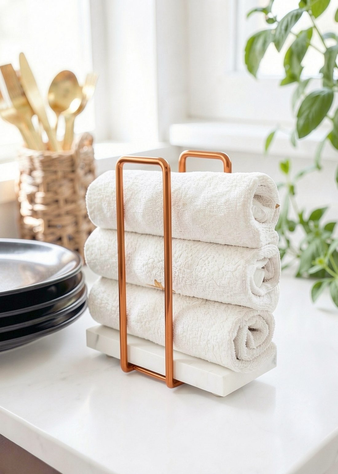 Imperial Napkin Holder - White &amp; Rose Gold