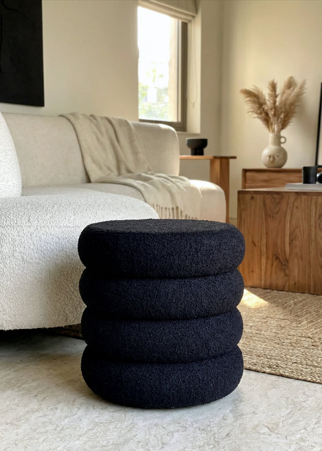 Noir Boucle Pouffe