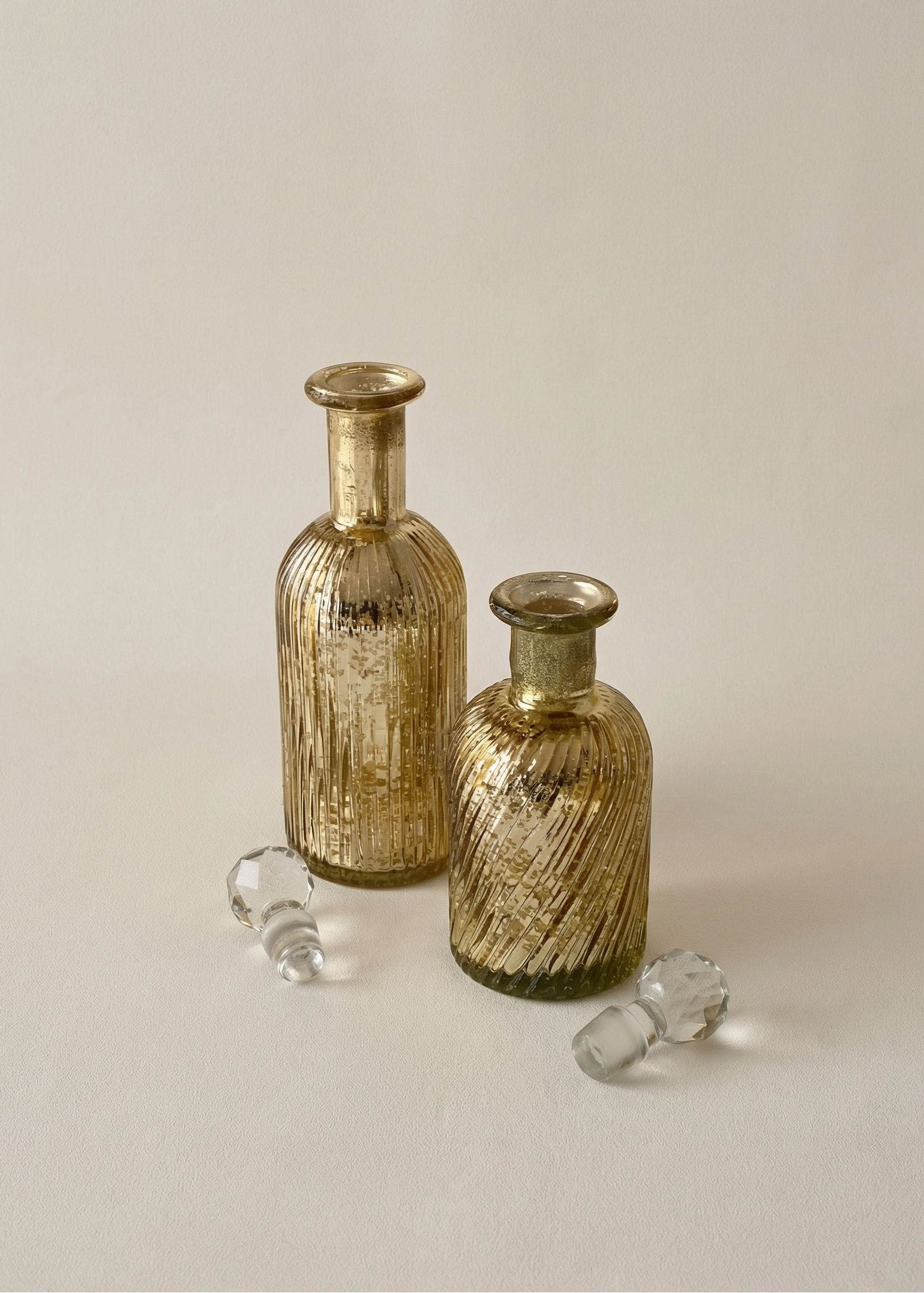 Lumiere Rustic Glass Bottles -  (Set of 2)