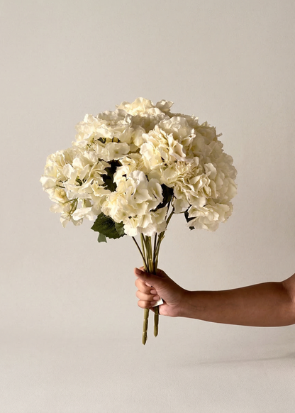 Artificial Hydrangea Flower White - Set of 2