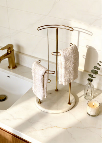 Opal Hand Towel Stand - White &amp; Gold