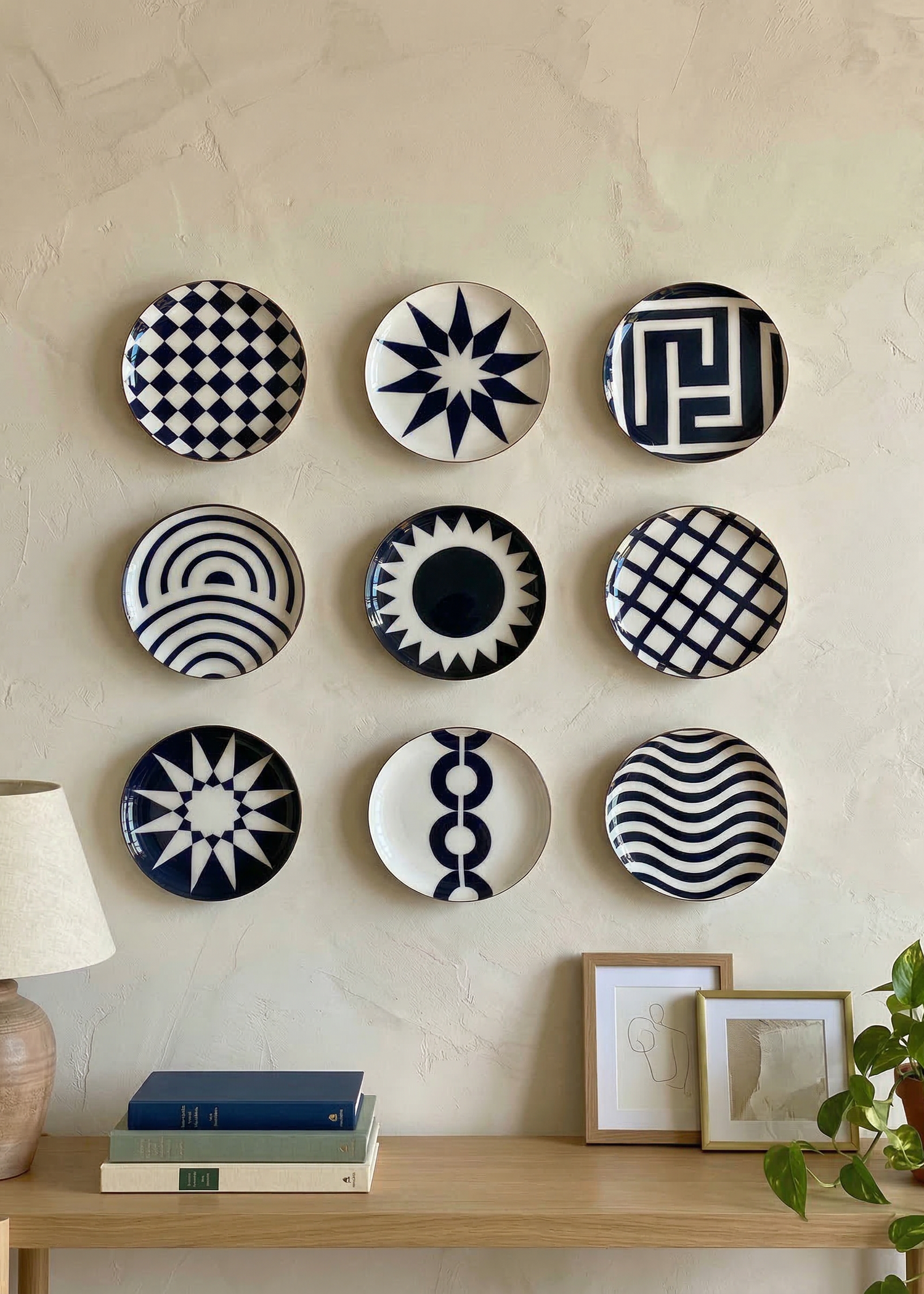 Indigo Wall Plates (Set of 6)