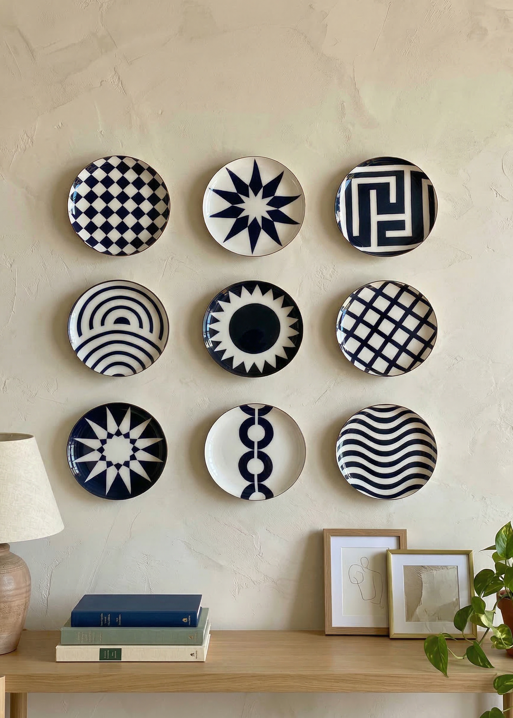 Indigo Wall Plates (Set of 6)
