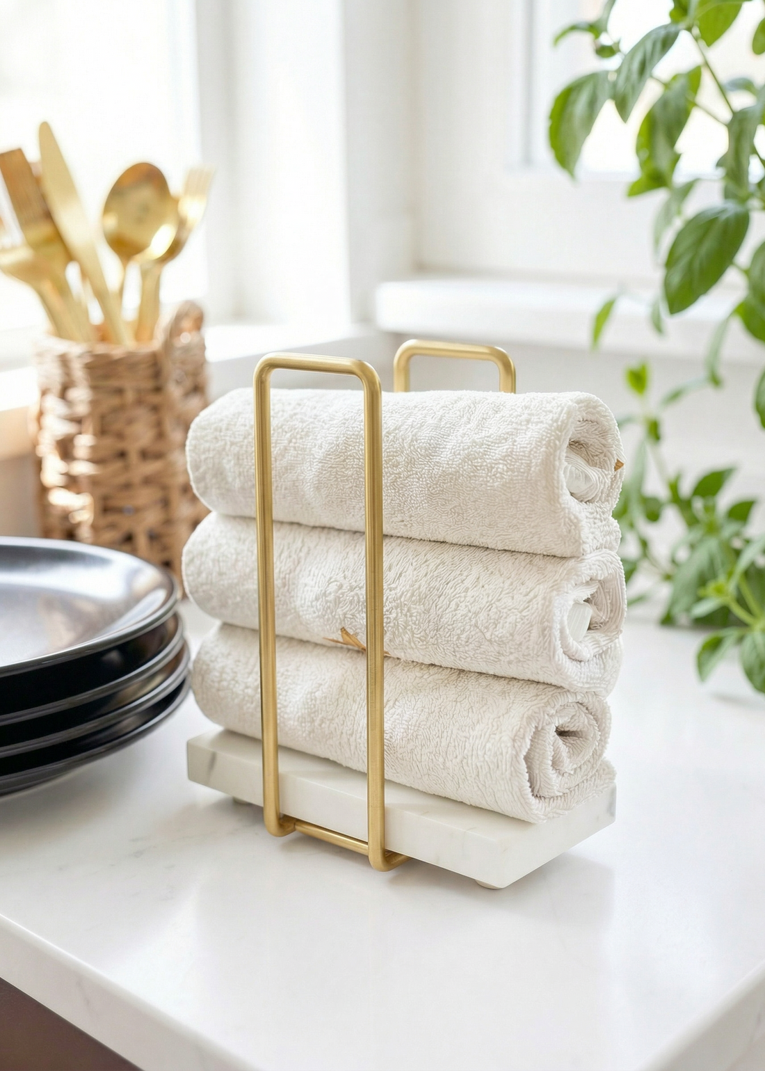 Imperial Napkin Holder - White & Gold