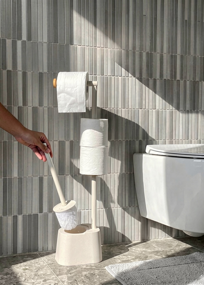 Axis Toilet Paper Holder With Brush - Ivory