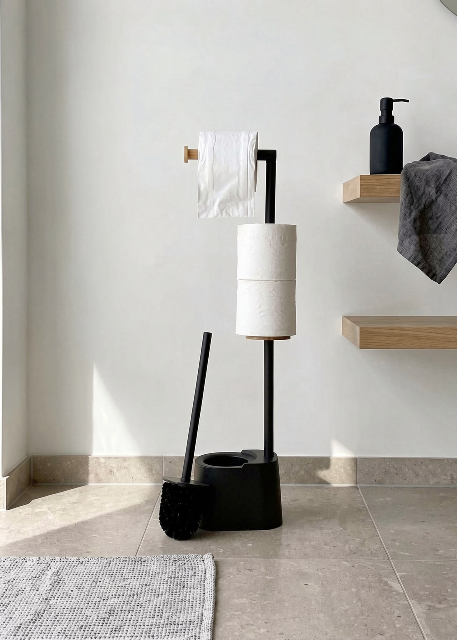 Axis Toilet Paper Holder With Brush - Black