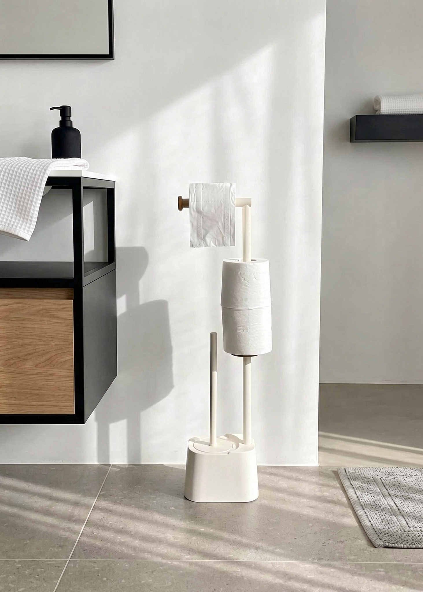 Axis Toilet Paper Holder With Brush - Ivory