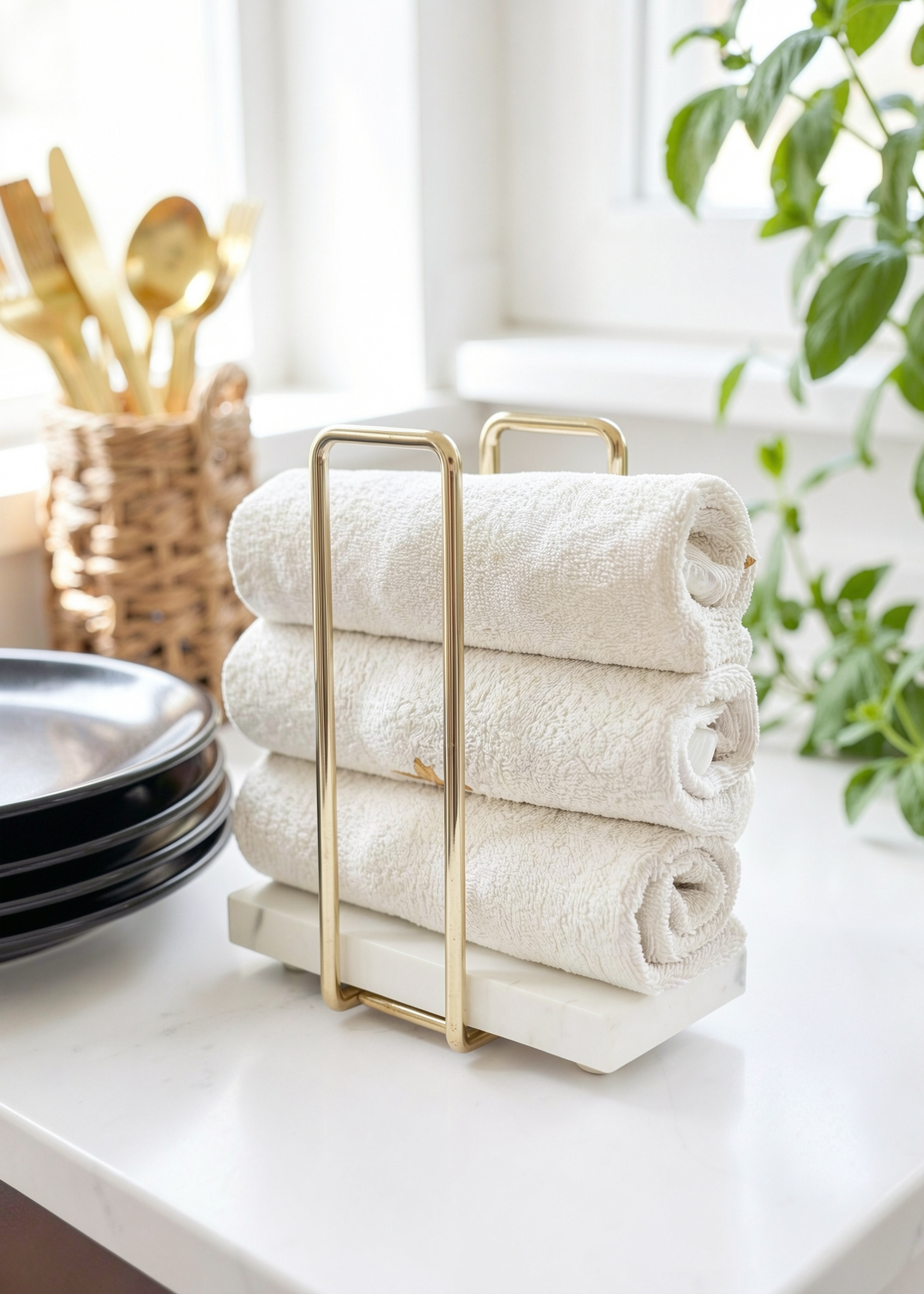 Imperial Napkin Holder - White &amp; Silver
