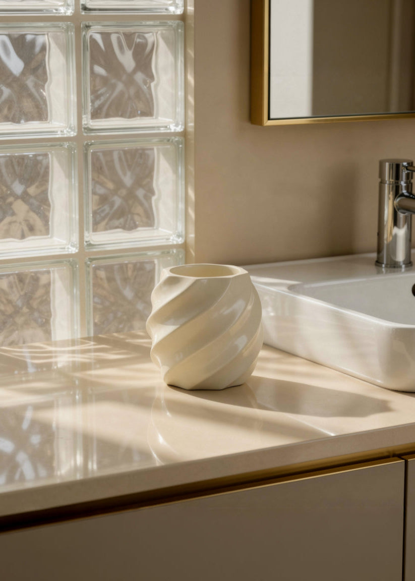 Swirl Bathroom Tumbler - Ivory