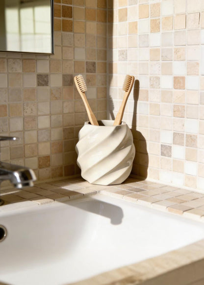 Swirl Bathroom Tumbler - Ivory