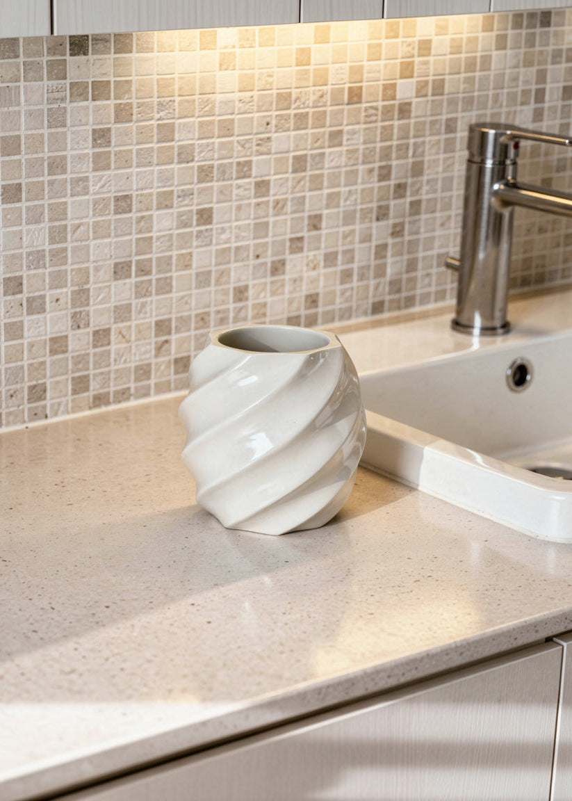 Swirl Bathroom Tumbler - Ivory