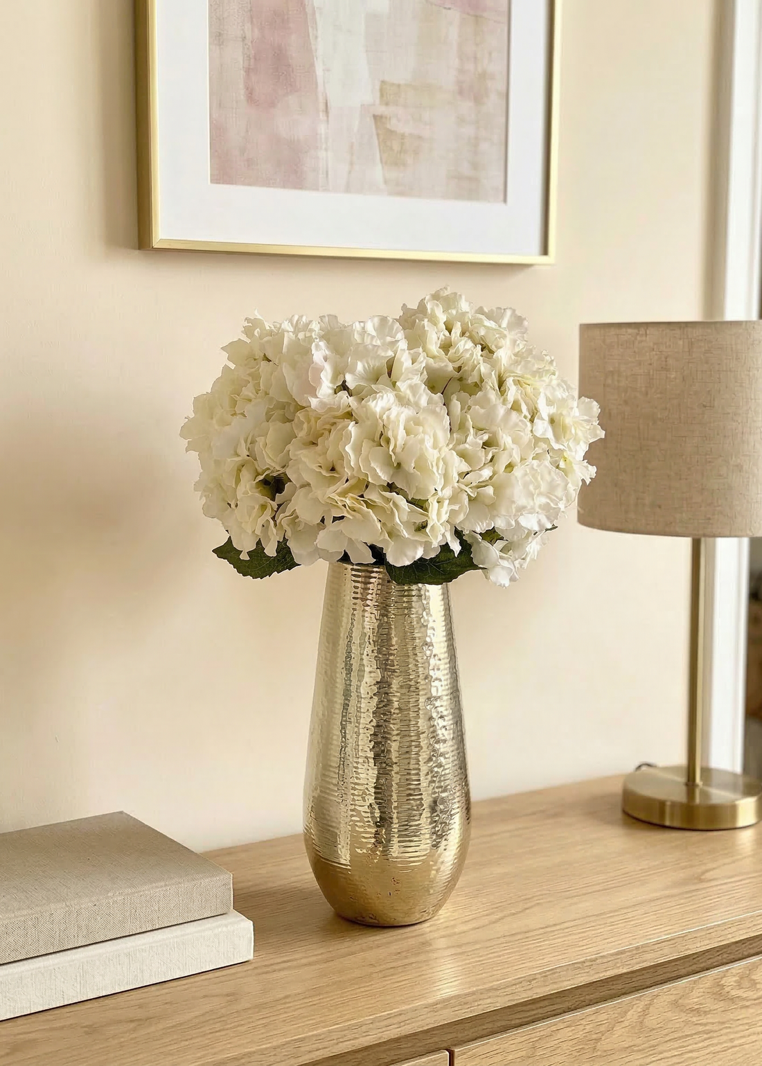 Artificial Hydrangea Flower White - Set of 2