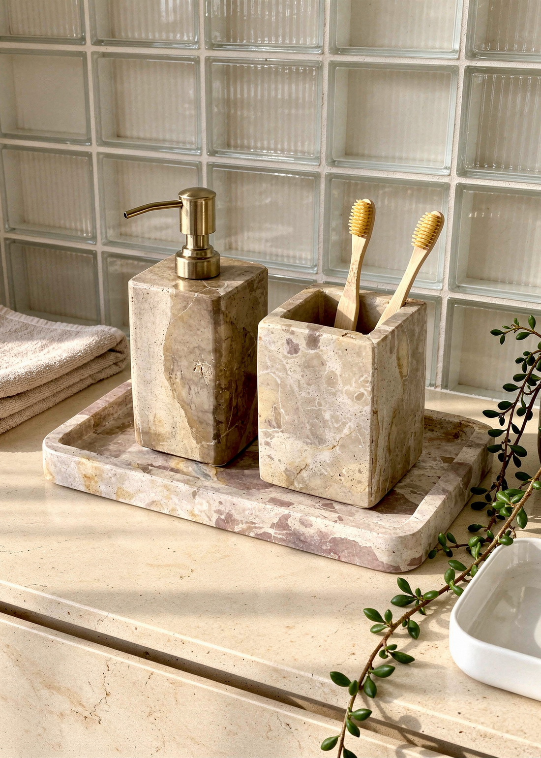 Caldera Marble Bath Set - (Set of 3)