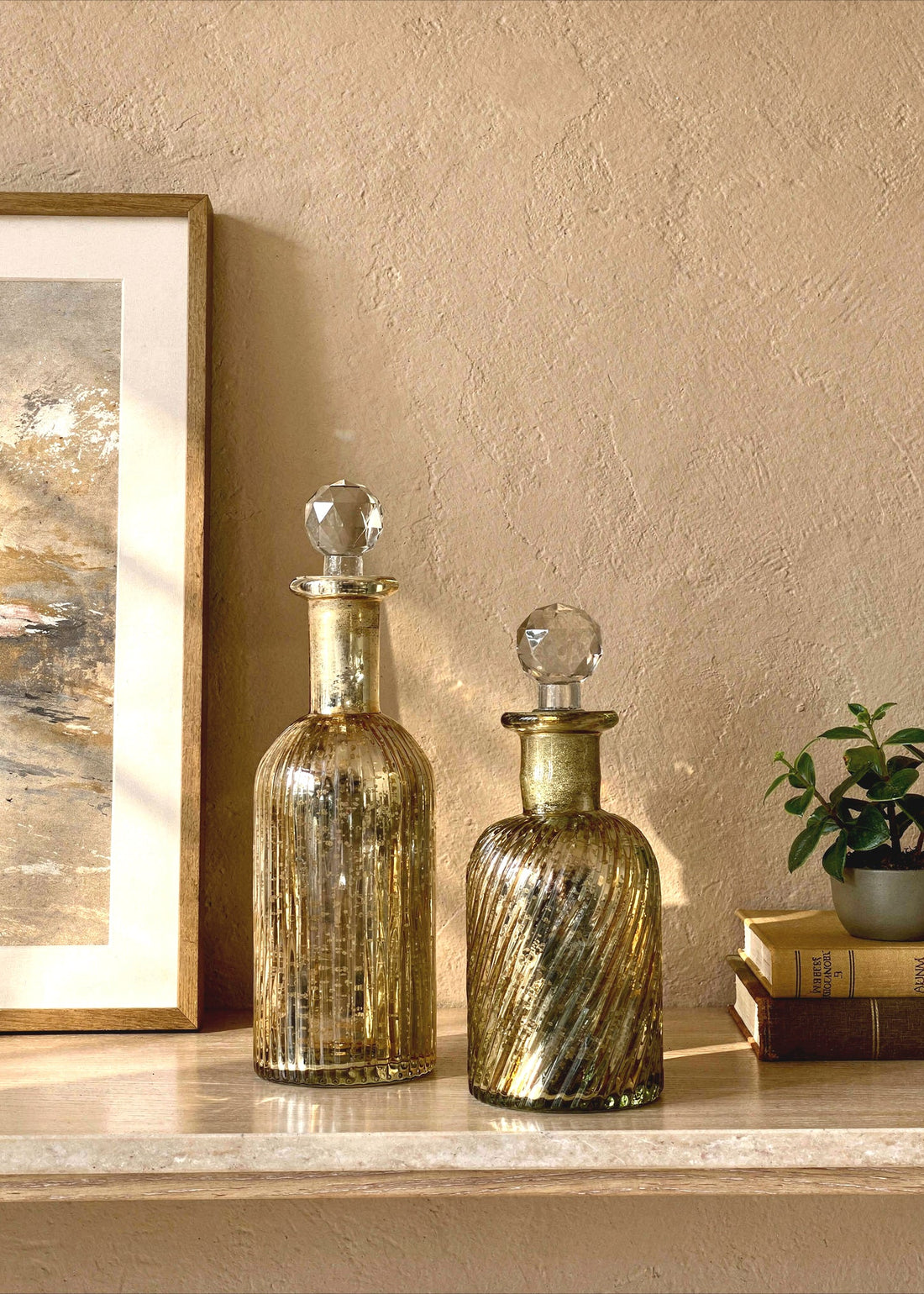Lumiere Rustic Glass Bottles -  (Set of 2)