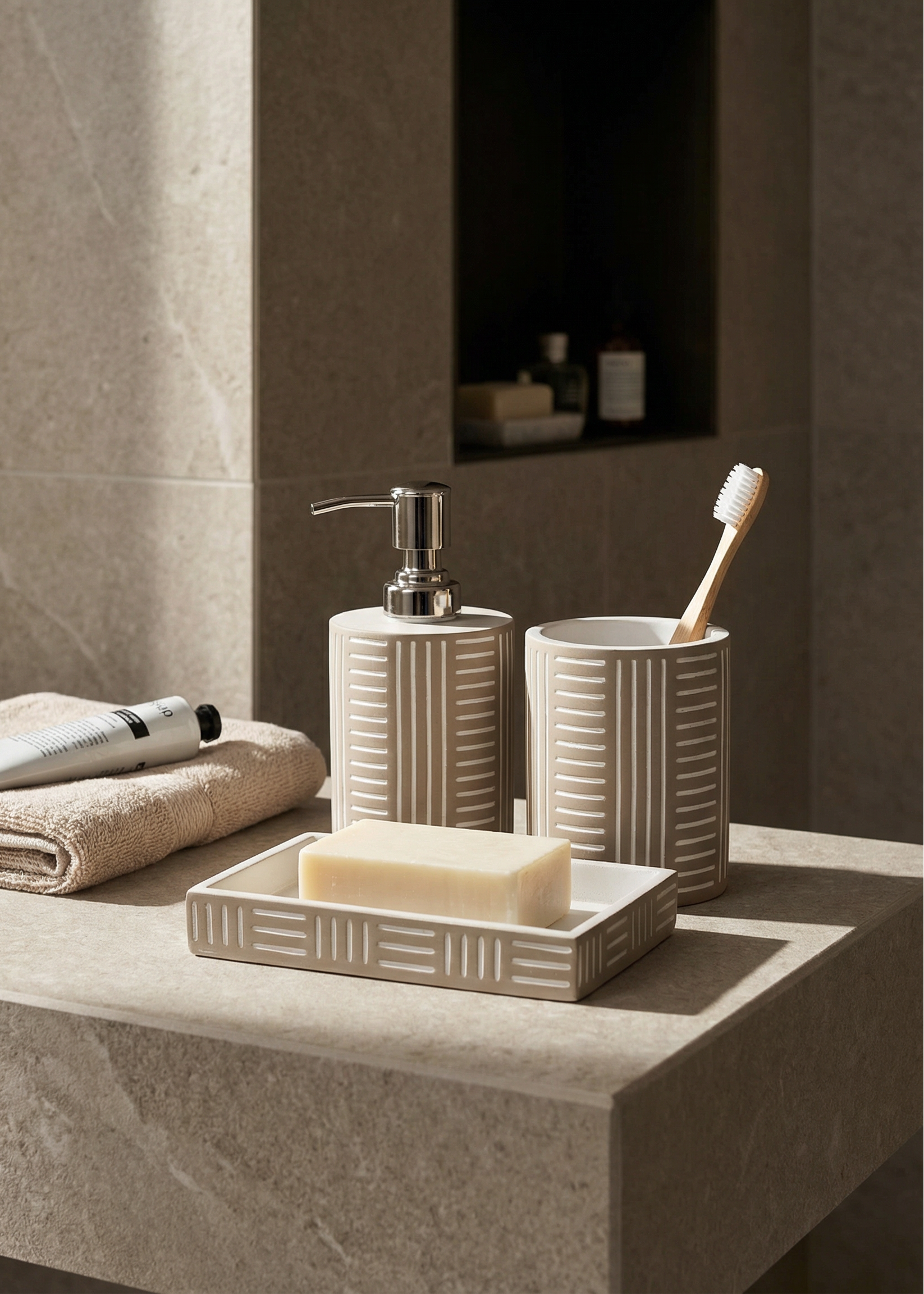 Edora Bathroom Set - Beige