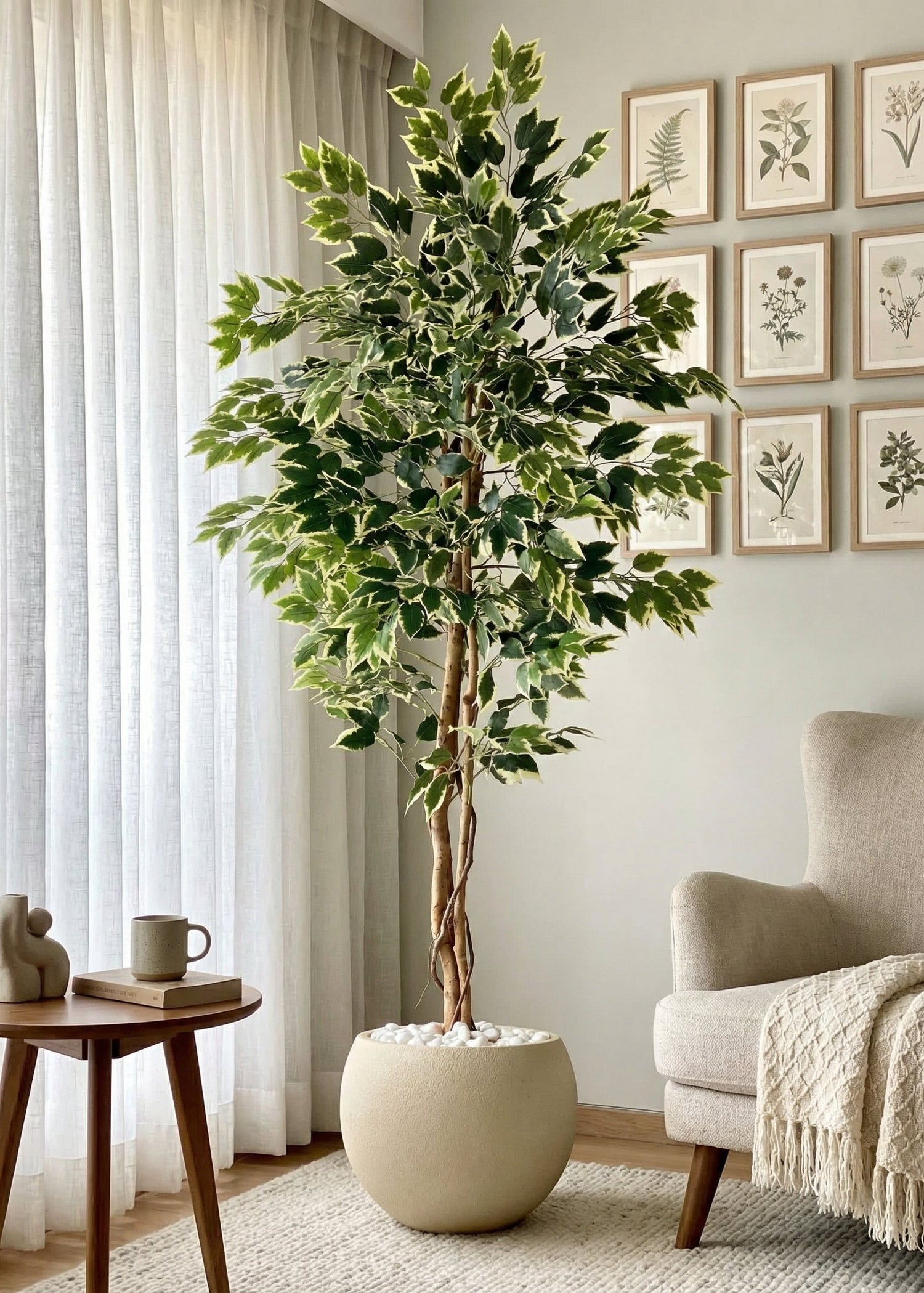 Artificial Variegated Dried Ficus Plant - 6.5 Feet