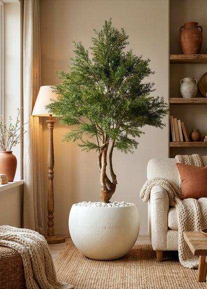Artificial Australian Cedar Plant + Black Pot - 5.5 Feet