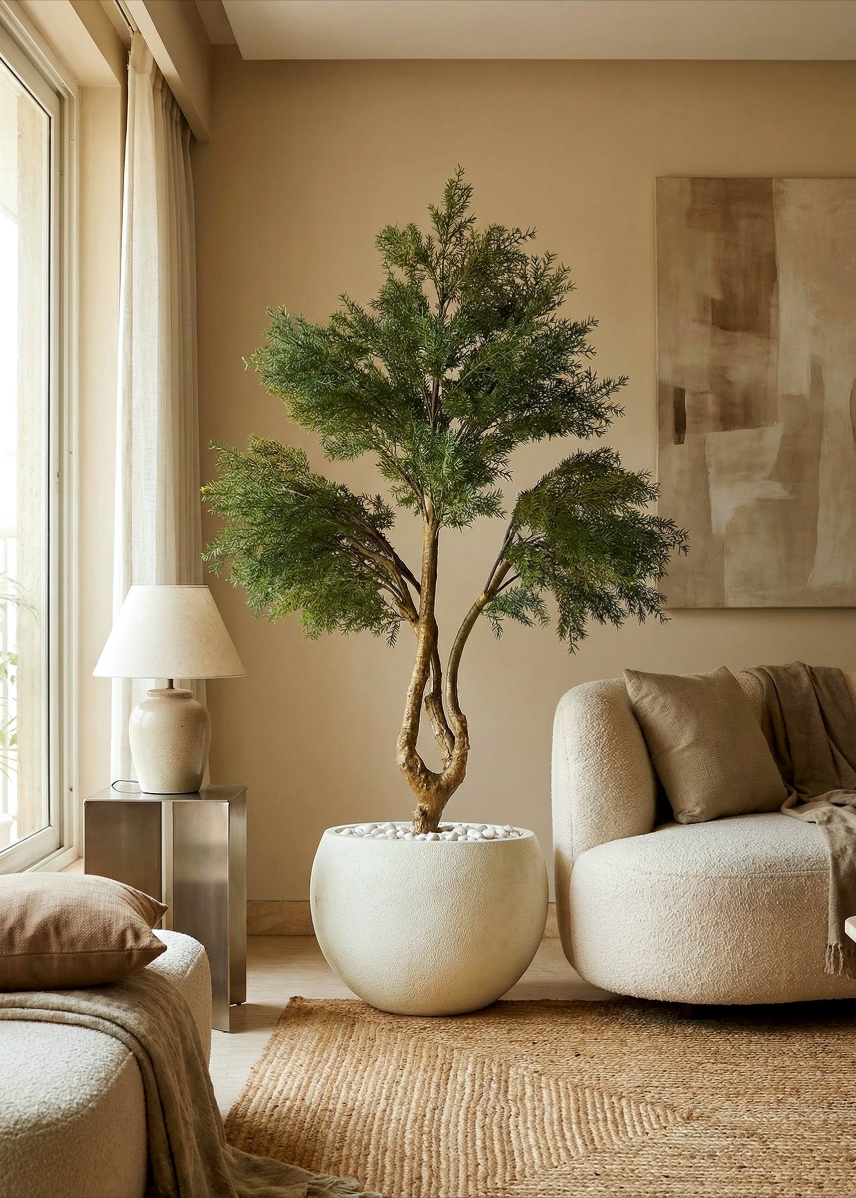 Artificial Australian Cedar Plant + Black Pot - 5.5 Feet