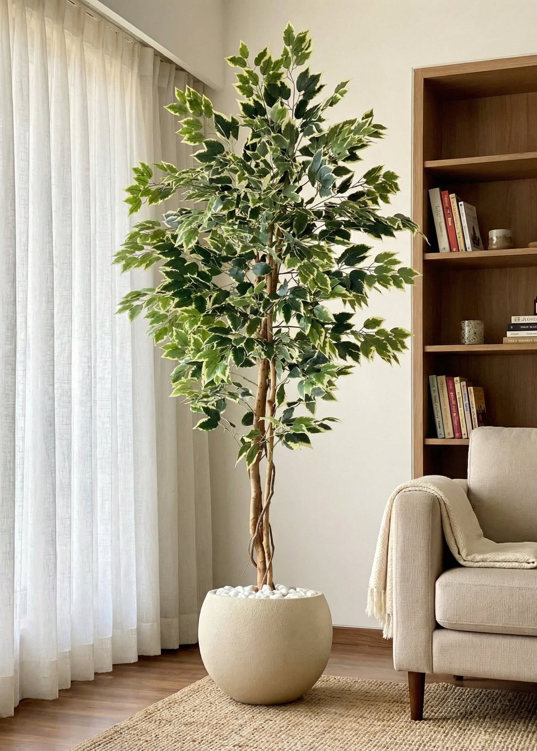 Artificial Variegated Dried Ficus Plant - 6.5 Feet