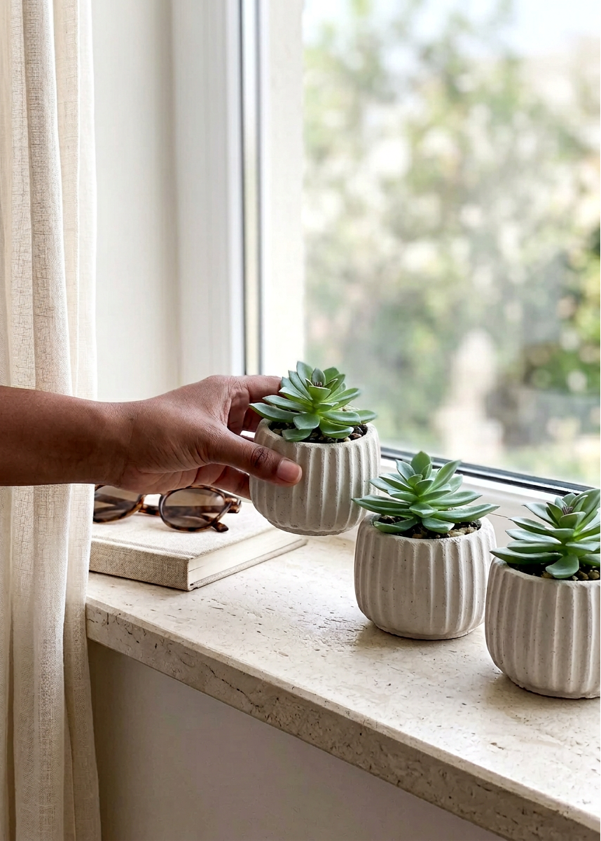 Artificial Beige Succulent - Set of 3