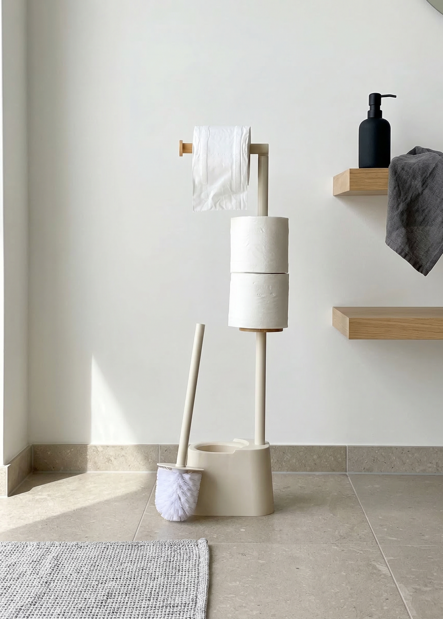 Axis Toilet Paper Holder With Brush - Ivory